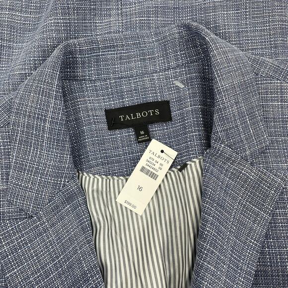 Talbots Blended Tweed Double Breated Blazer Jacket Blue Size 16 - Picture 9 of 9